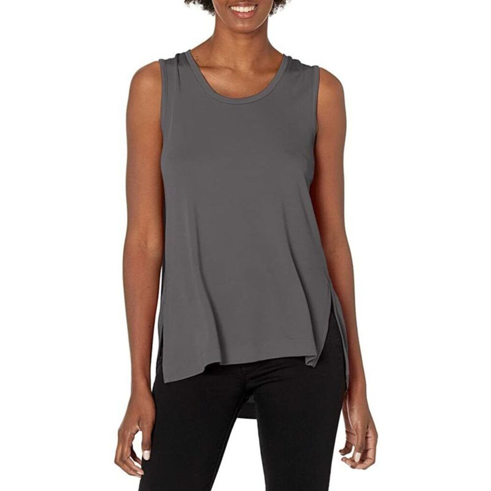 B NEW YORK Womens Top Tank Sleeveless Scoop Neck Draped Cape Back Loose Fit